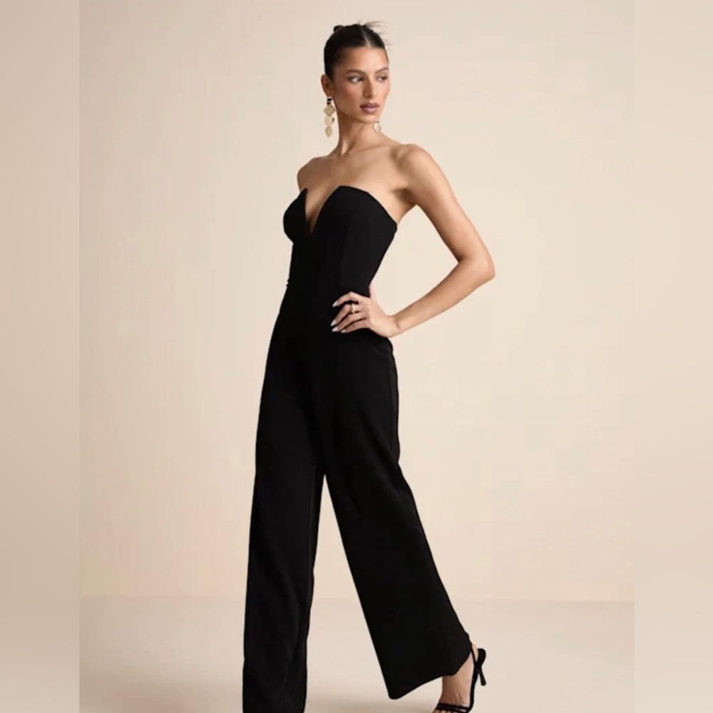 Lulu's Chic Black Strapless Jumpsuit!